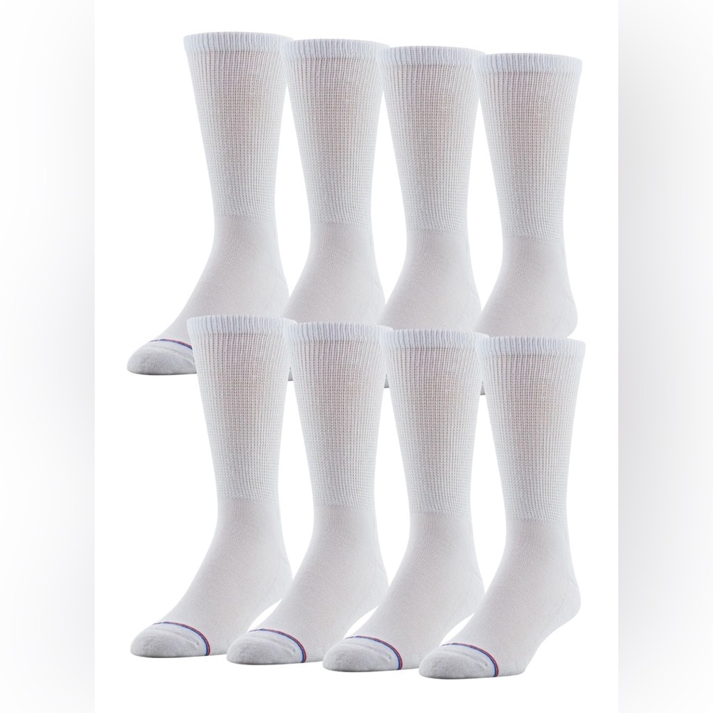 NEW MediPeds 8 Pair Diabetic Crew Socks with Non-Binding Top